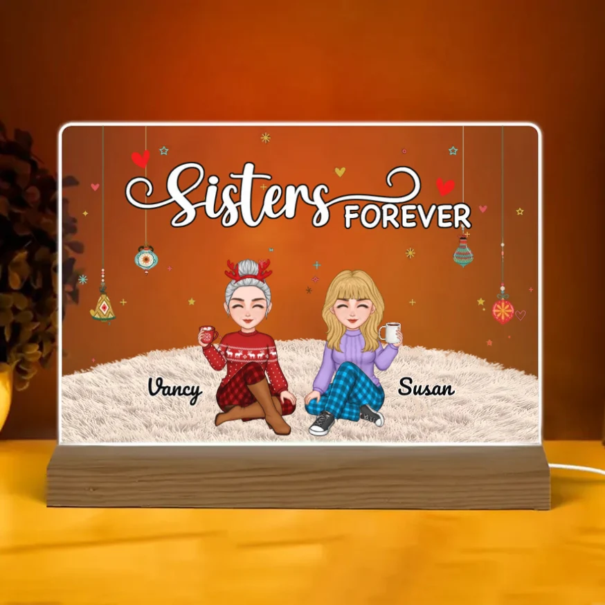 Sisters Forever - Personalized Plaque,Ornament, Poster, Keychain,  Blanket & Sign - Christmas Gift for Sisters - Image 2