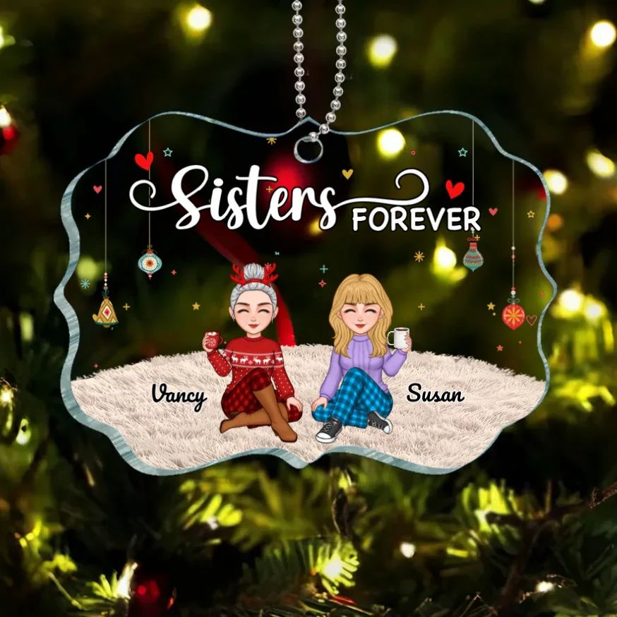 Sisters Forever - Personalized Plaque,Ornament, Poster, Keychain,  Blanket & Sign - Christmas Gift for Sisters - Image 3
