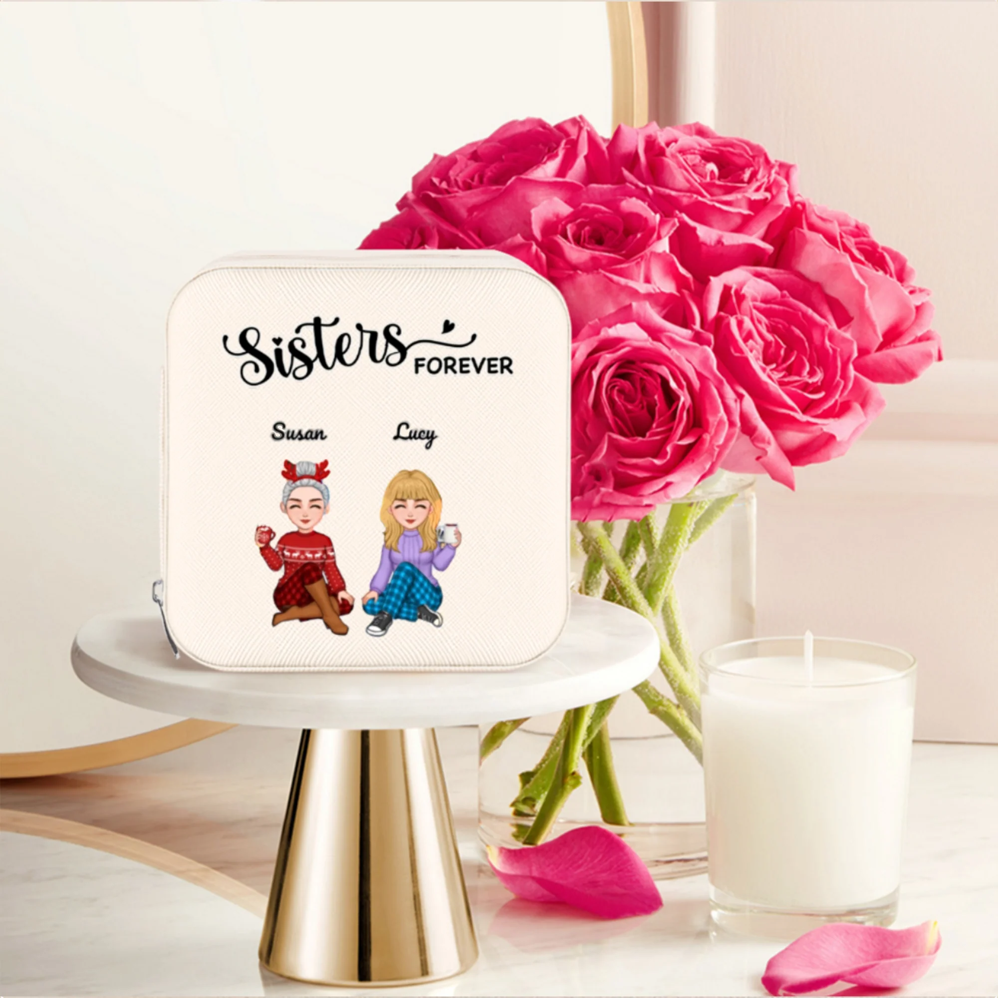 Sisters Forever - Personalized Custom Ornament, Mug, and Jewelry Box - Acrylic Gift Box Shaped - Christmas Gift For Best Friends, BFF, Sisters - Image 3