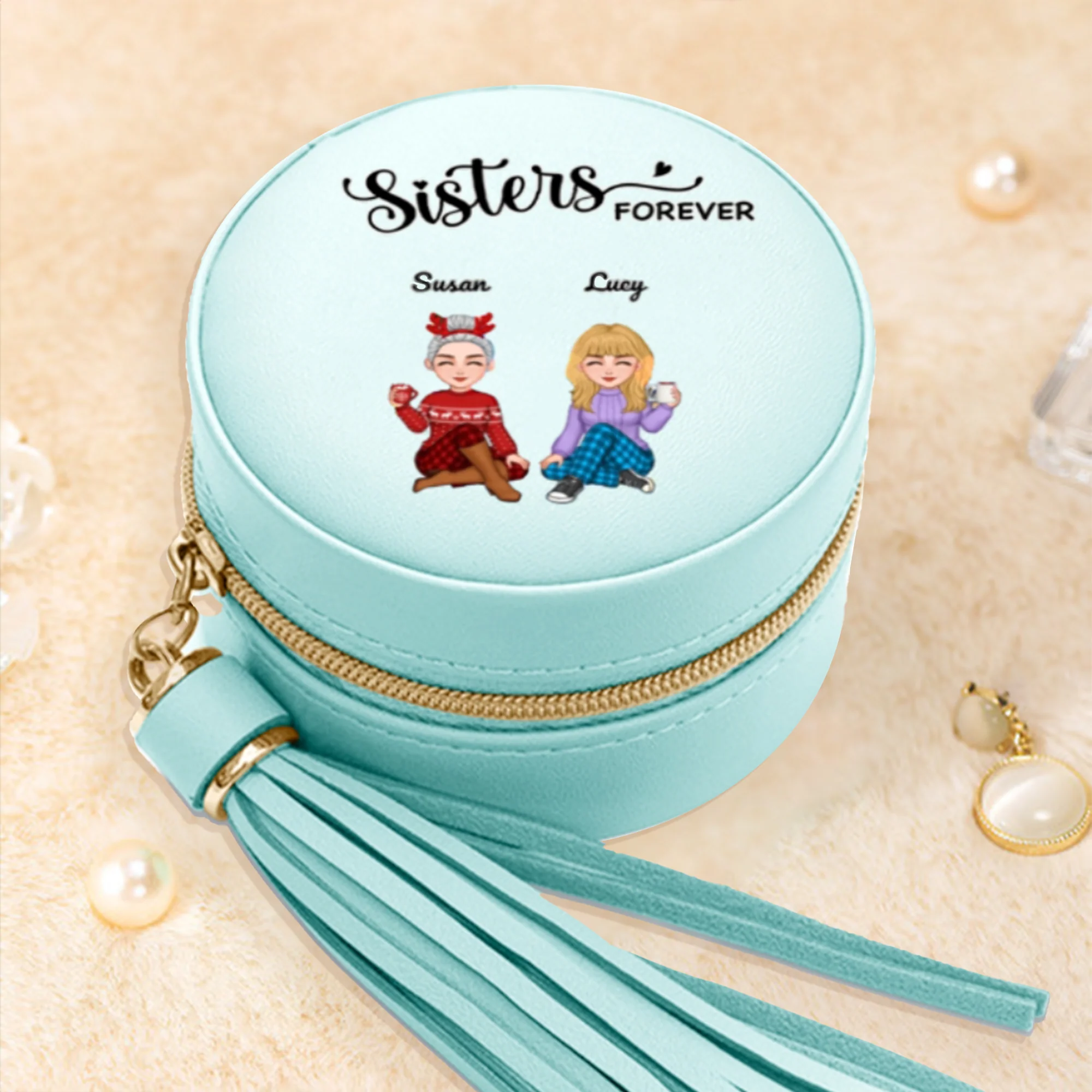 Sisters Forever - Personalized Custom Ornament, Mug, and Jewelry Box - Acrylic Gift Box Shaped - Christmas Gift For Best Friends, BFF, Sisters - Image 4