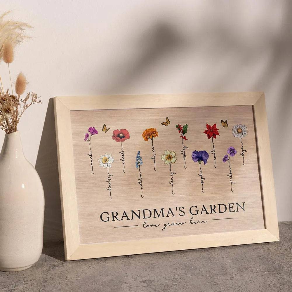 Grandma's Garden Love Grows Here Beautiful Birth Month Flower Gift For Grandma Mom Personalized Cup or Poster or Canvas, Keychain, Plaque, Wallet Card, Pillow - Image 11