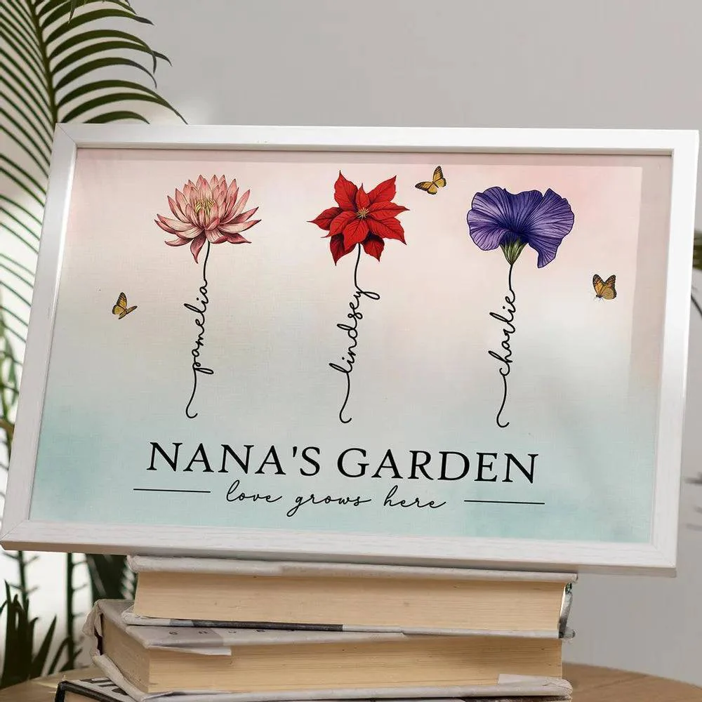 Grandma's Garden Love Grows Here Beautiful Birth Month Flower Gift For Grandma Mom Personalized Cup or Poster or Canvas, Keychain, Plaque, Wallet Card, Pillow - Image 8