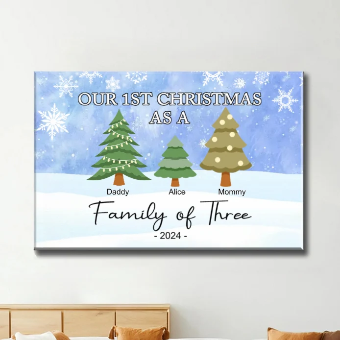Custom Family of Three Christmas Ornament - Personalized 1st Family Holiday Decor - Image 2
