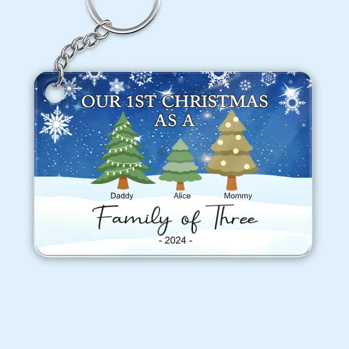 Custom Family of Three Christmas Ornament - Personalized 1st Family Holiday Decor - Image 3