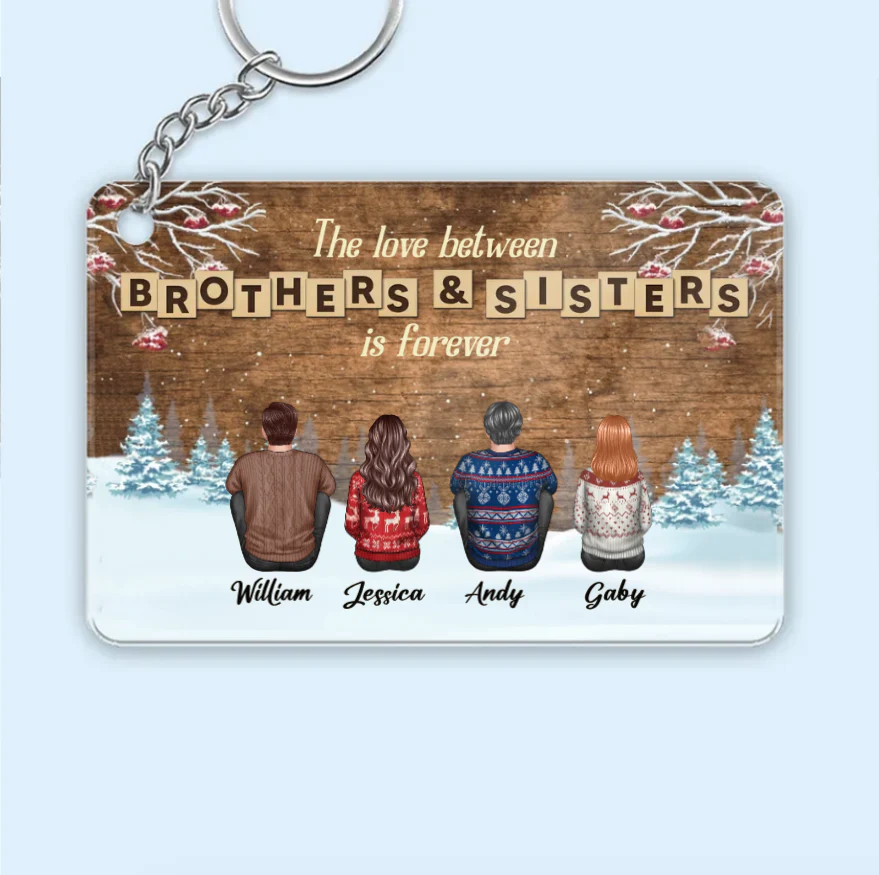 Christmas Love Between Brothers & Sisters Personalized Ornament or Poster or Keychain or Plaque - Image 4