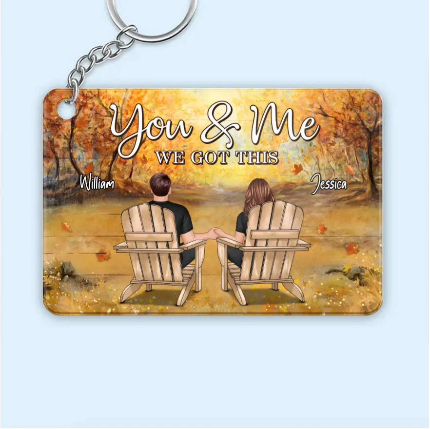 Fall Season Couple Back View Personalized Horizontal Poster - Image 4