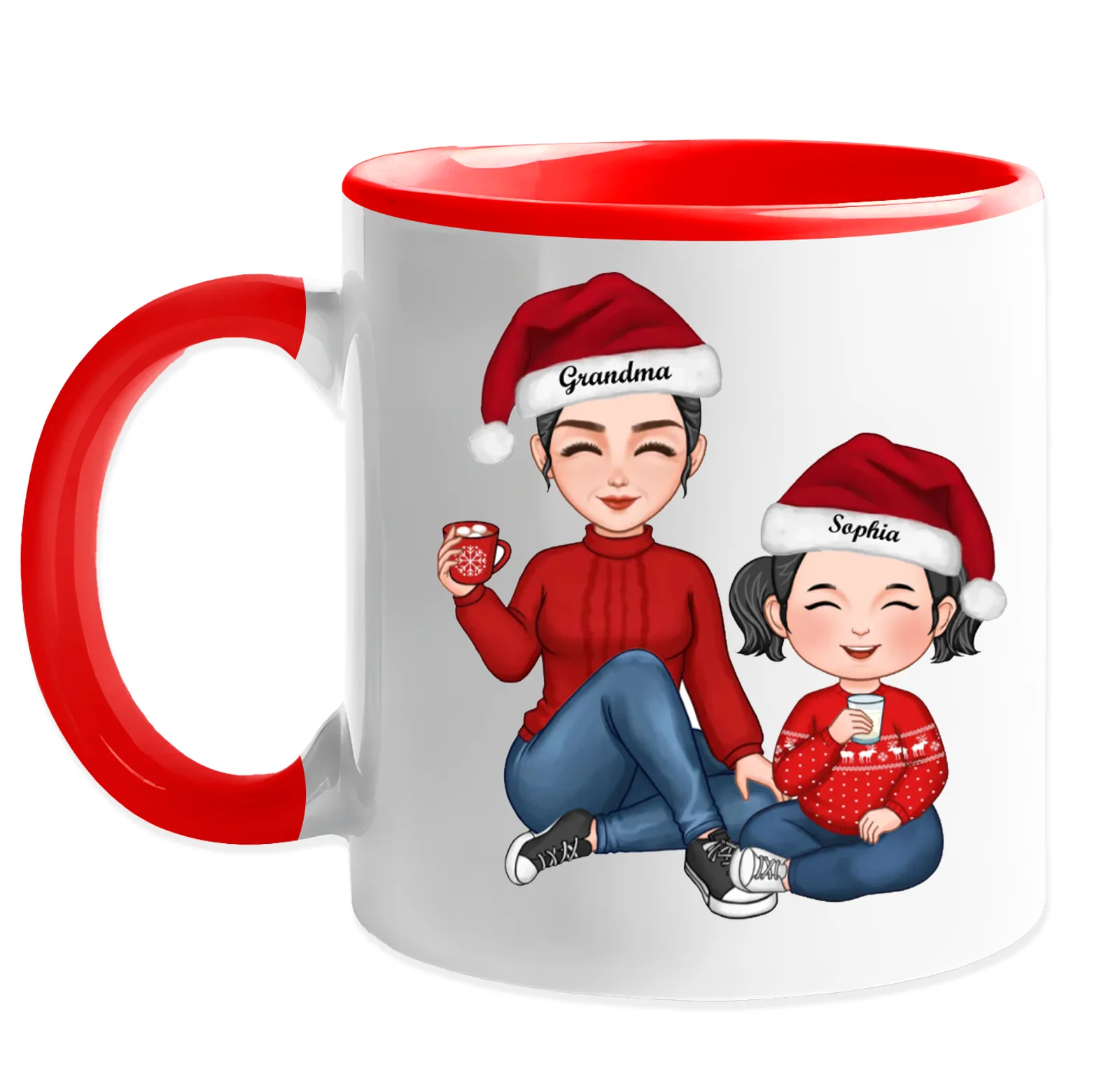 Cute Grandma Granddaughter Grandson Crossed Leg Personalized Cup or Ornament or Keychain or Plaque or Piggy Bank or Lamp or Stationery
