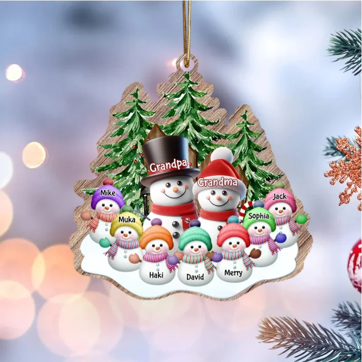 Personalized Snowman Family Ornament, Sticker, and Sign - Perfect Gift for Grandparents, Custom Names Holiday Decoration - Image 4