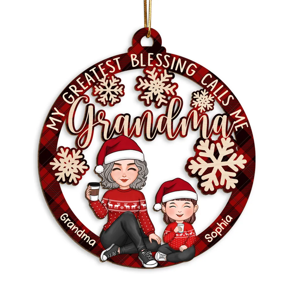 Personalized Grandma Christmas Ornament - Custom Wooden Gift Surprise