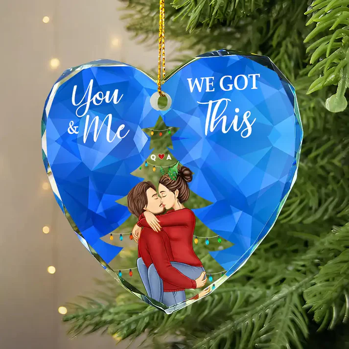 From Our First Kiss Till Our Last Breath Christmas Couple - Personalized Custom Shaped Ornament or Poster or Keychain or Plaque - Image 2