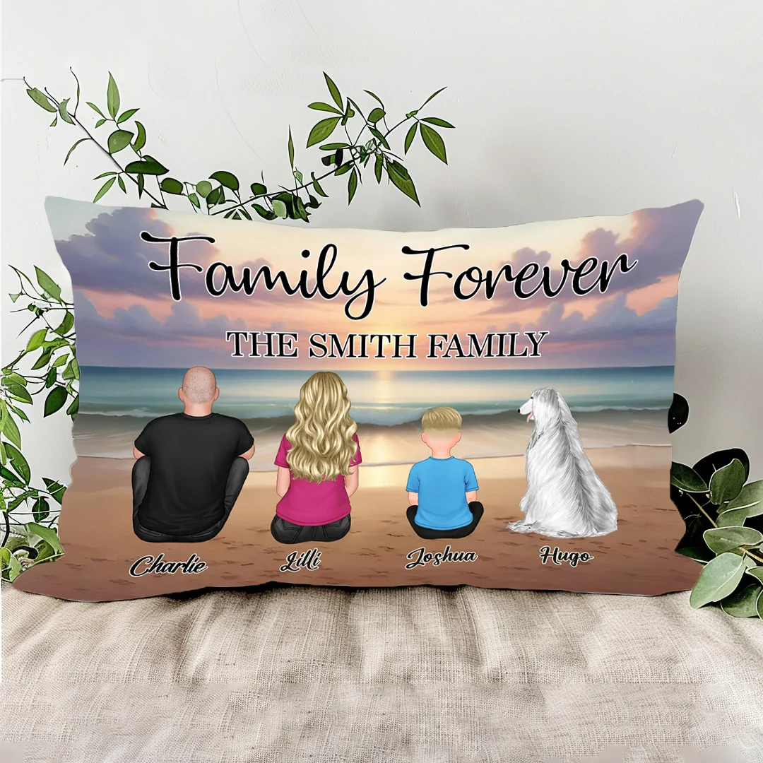 Family Forever Beach Design - Personalized Wallet Card, Blanket, Cotton Tote Bag, Wooden Carhanger, LED Plaque, Keychain and Poster, Unique Gift - Image 3