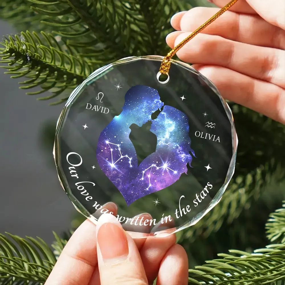 Personalized Zodiac Couple Ornament - "Our Love Was Written in the Stars" Custom Acrylic Plaque, Keychain, or Sign - Romantic Gift for Lovers - Image 4