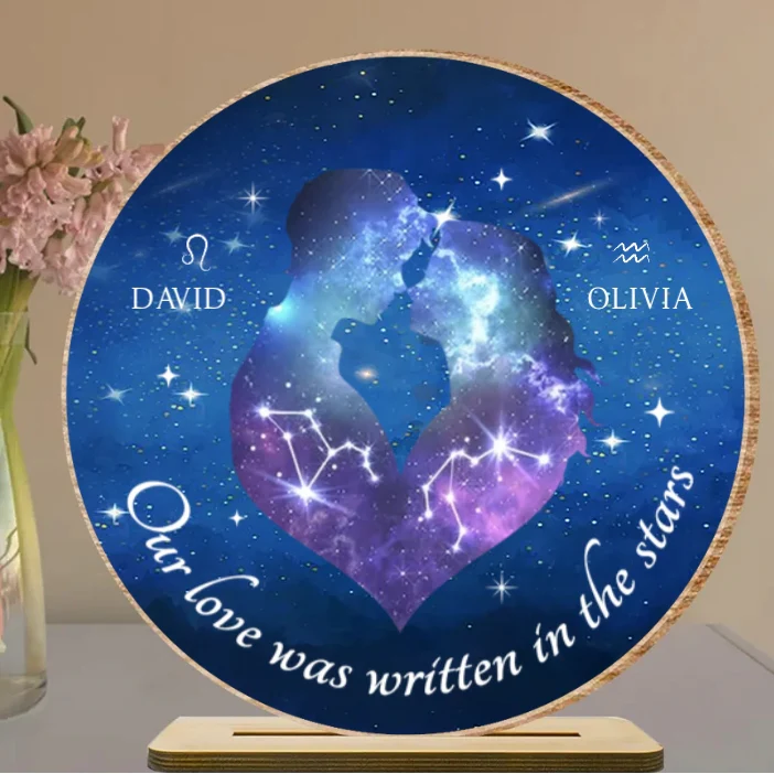 Personalized Zodiac Couple Ornament - "Our Love Was Written in the Stars" Custom Acrylic Plaque, Keychain, or Sign - Romantic Gift for Lovers - Image 5