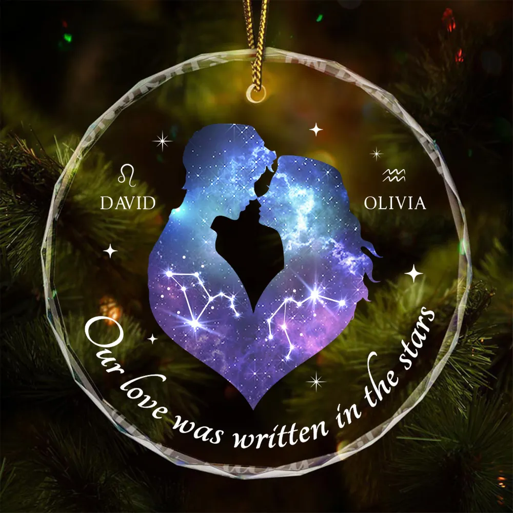 Personalized Zodiac Couple Ornament - "Our Love Was Written in the Stars" Custom Acrylic Plaque, Keychain, or Sign - Romantic Gift for Lovers - Image 8