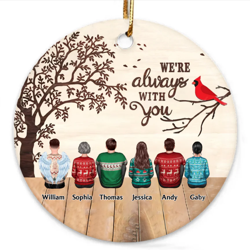 Always With You Cardinal Memorial Remembrance Keepsake Personalized Glass Ornament - Image 4