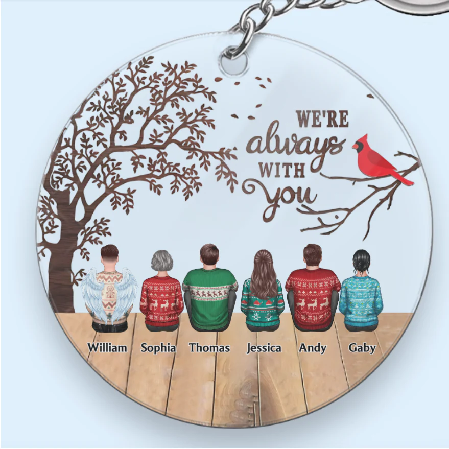 Always With You Cardinal Memorial Remembrance Keepsake Personalized Glass Ornament - Image 6