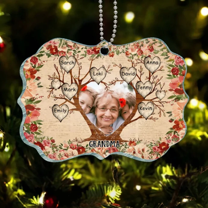 Personalized Family Tree Photo Poster, Keychain, Plaque, Ornament, Pillow, Wallet Card, Sign - Perfect Gift for Grandma with Family Names - Image 4