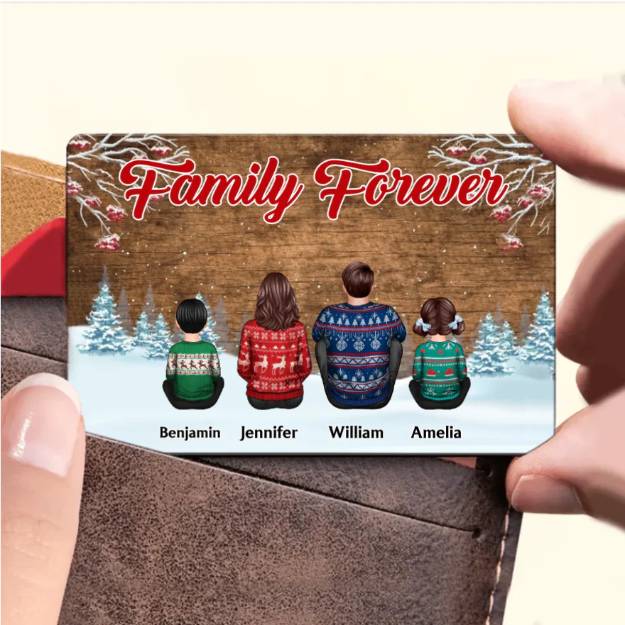 Snow House Back View Family Sitting Personalized Poster or Ornament or Keychain or Plaque - Image 6
