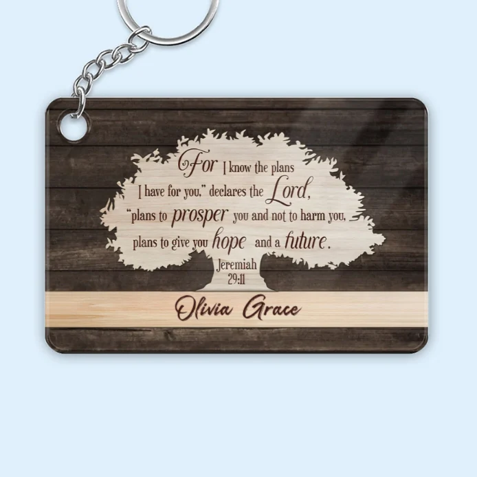 Personalized Poster, Ornament, Plaque, Keychain, Sign – "For I Know the Plans" Religious Inspirational Gift with Name Customization - Image 2