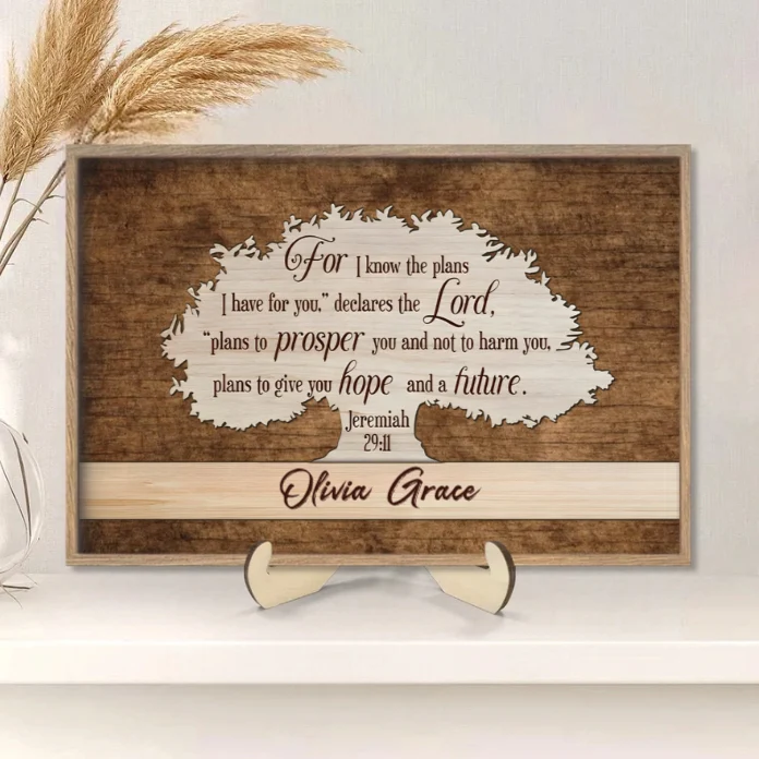 Personalized Poster, Ornament, Plaque, Keychain, Sign – "For I Know the Plans" Religious Inspirational Gift with Name Customization - Image 3