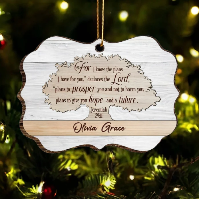Personalized Poster, Ornament, Plaque, Keychain, Sign – "For I Know the Plans" Religious Inspirational Gift with Name Customization - Image 4