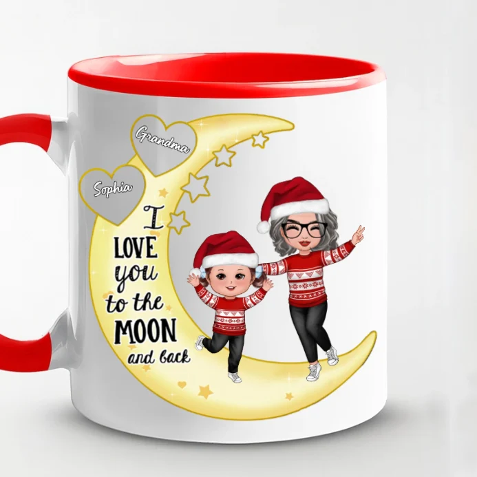 Personalized Moon Ornament, Plaque, Keychain, Pillow, Cup, and Bag - "I Love You to the Moon and Back" for Grandma & Grandkid - Image 5