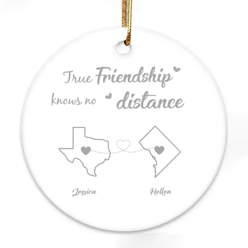 Personalized Friendship Ornament or Cup or Poster or Plaque or Keychain - True Friendship Knows No Distance-Distance Friends - Image 2