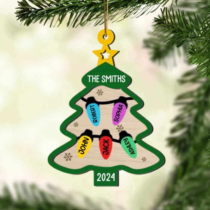 Personalized Christmas Tree Ornament Plaque - Custom Family Names Holiday Decor Gift for 2024 - Image 2