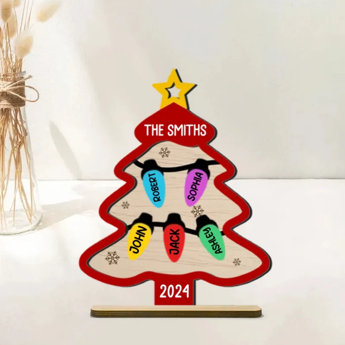 Personalized Christmas Tree Ornament Plaque - Custom Family Names Holiday Decor Gift for 2024 - Image 3