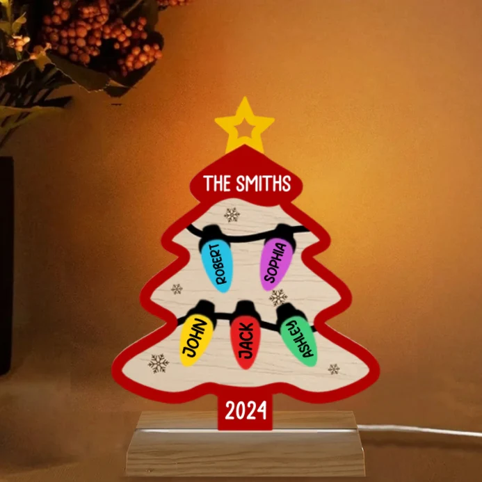 Personalized Christmas Tree Ornament Plaque - Custom Family Names Holiday Decor Gift for 2024 - Image 4