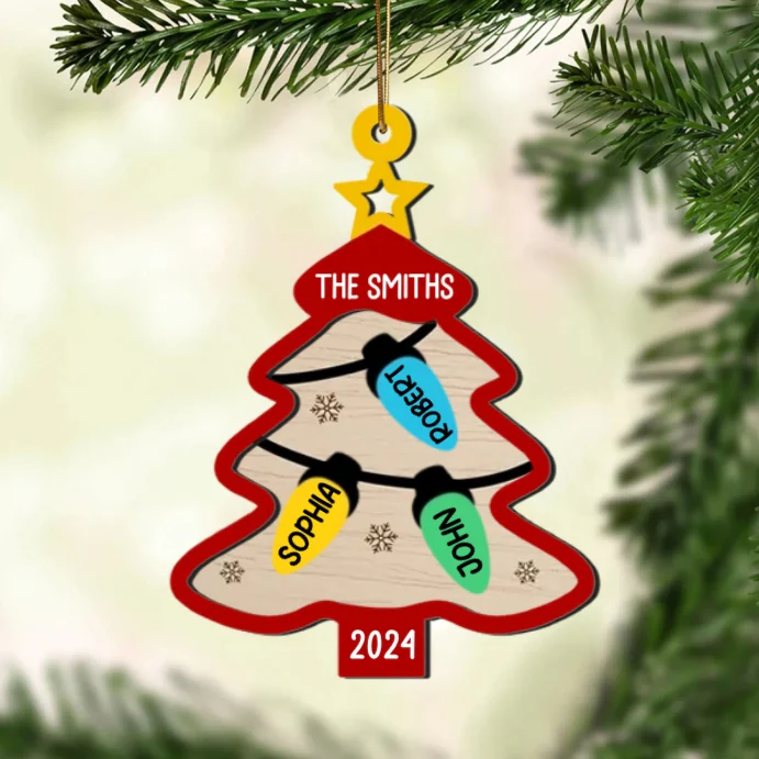 Personalized Christmas Tree Ornament Plaque - Custom Family Names Holiday Decor Gift for 2024 - Image 5