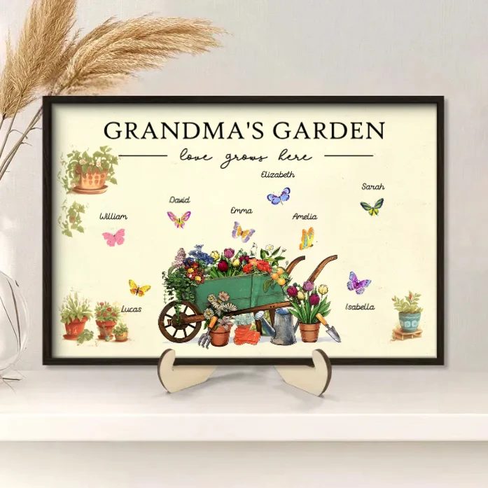 Personalized "Grandma's Garden" Poster, Keychain, Plaque, Ornament, Pillow, Wallet Card, Cup, and Sign - A Perfect Gift for Family Love and Cherished Memories - Image 3