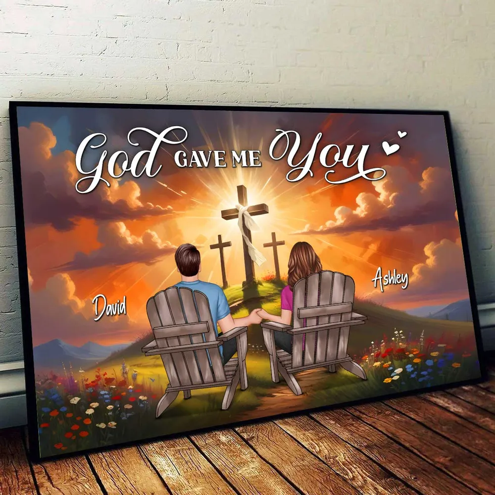 Personalized "God Gave Me You" Poster, Ornament, Plaque, Keychain– A Unique Gift for Couples, Faith & Love Expression