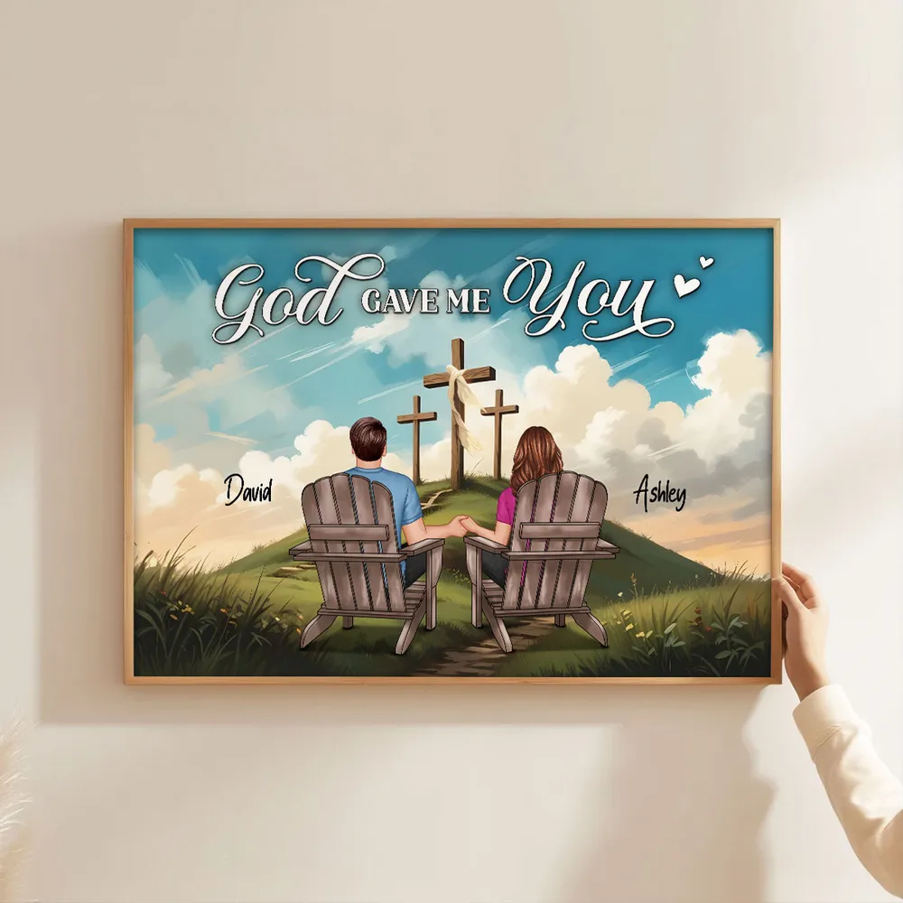 Personalized "God Gave Me You" Poster, Ornament, Plaque, Keychain– A Unique Gift for Couples, Faith & Love Expression - Image 3