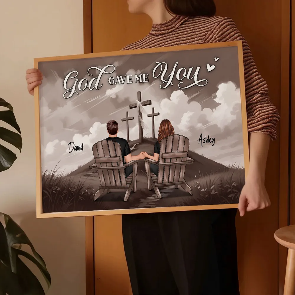 Personalized "God Gave Me You" Poster, Ornament, Plaque, Keychain– A Unique Gift for Couples, Faith & Love Expression - Image 8