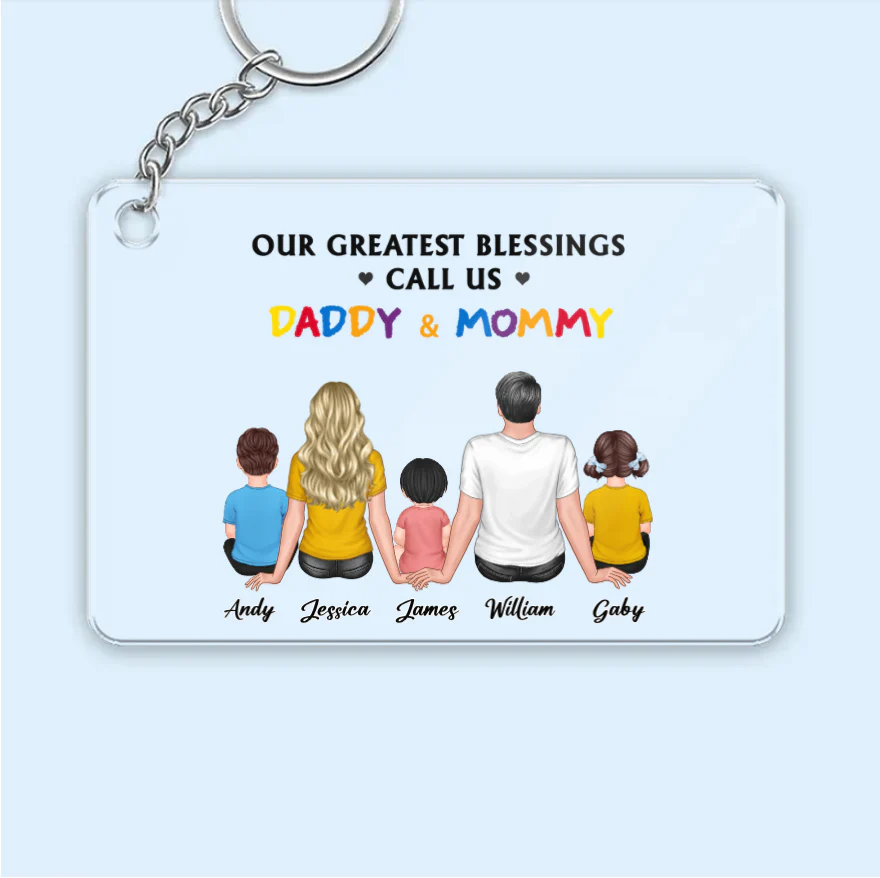 Personalized Family Poster, Ornament, Plaque, Keychain, and Sign - "Our Greatest Blessings Call Us Daddy & Mommy" - Image 2