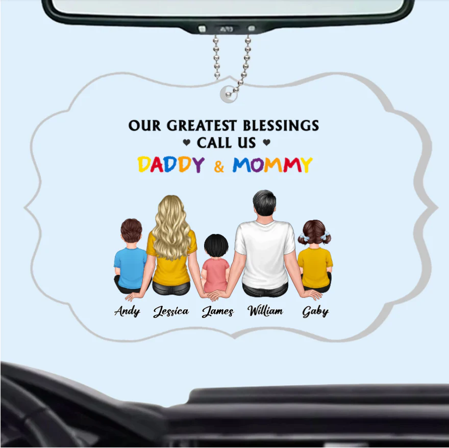 Personalized Family Poster, Ornament, Plaque, Keychain, and Sign - "Our Greatest Blessings Call Us Daddy & Mommy" - Image 4