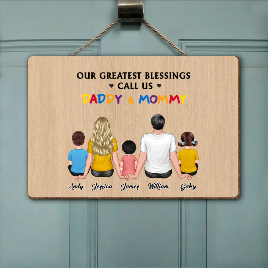 Personalized Family Poster, Ornament, Plaque, Keychain, and Sign - "Our Greatest Blessings Call Us Daddy & Mommy" - Image 6