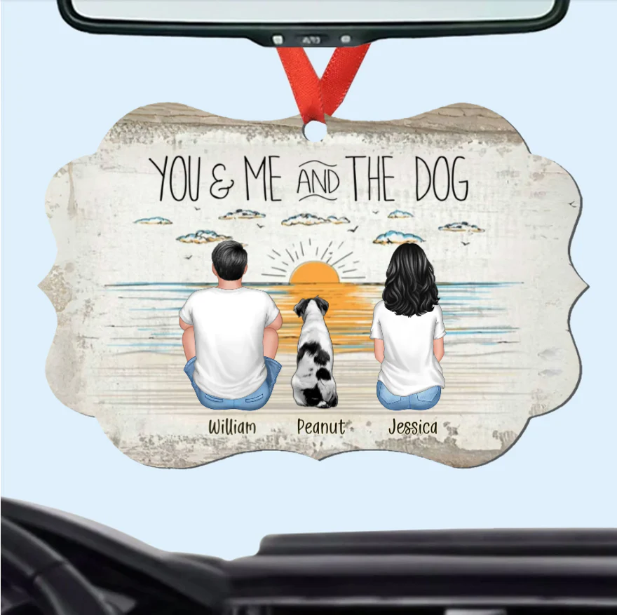 You Me And The Dogs Beach Outline Personalized Ornament or Poster or Canvas or Plaque or Pillow - Image 2
