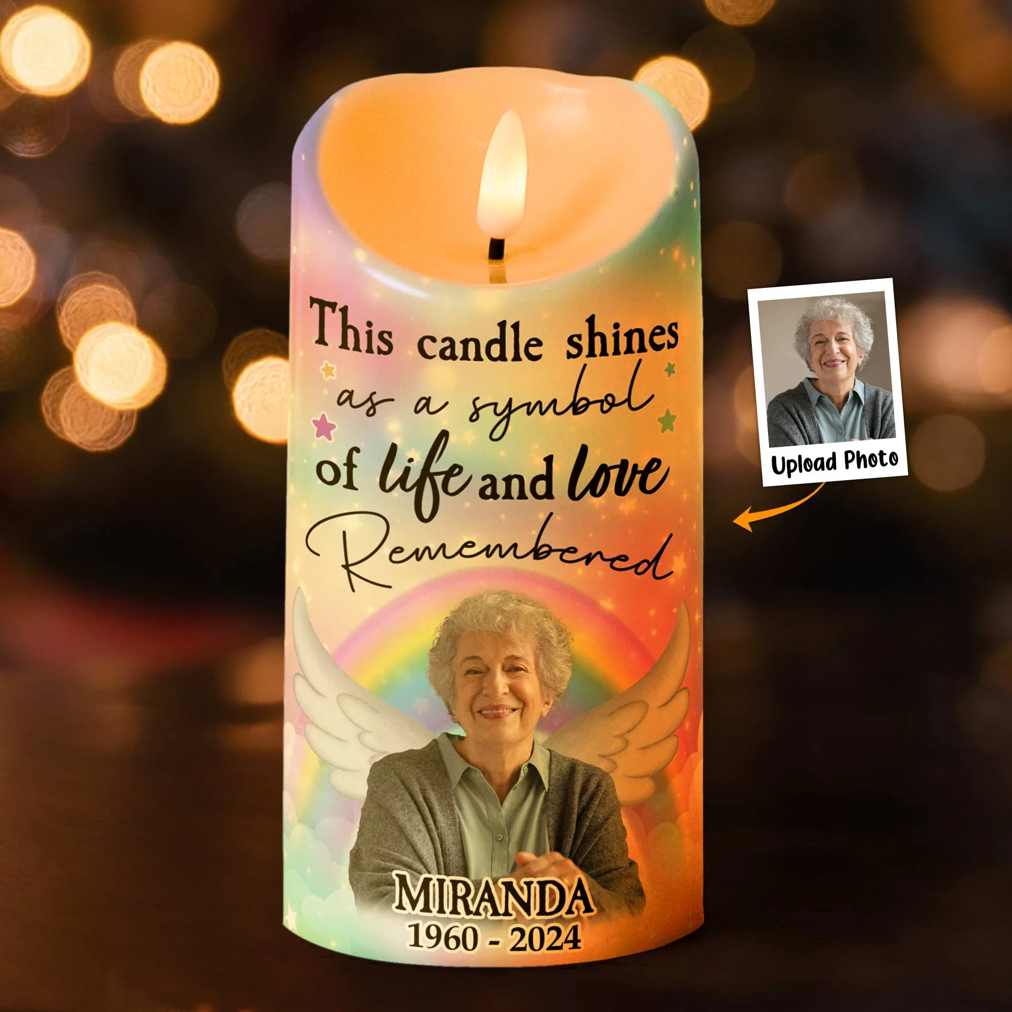 This Candle Shines As A Symbol Of Life And Love - Personalized Photo LED Candle or Poster or Keychain or Plaque - Image 2