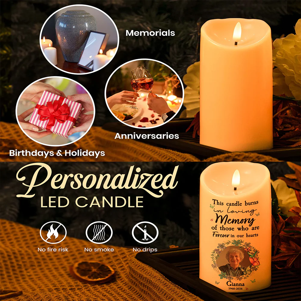 This Candle Shines As A Symbol Of Life And Love - Personalized Photo LED Candle or Poster or Keychain or Plaque - Image 3
