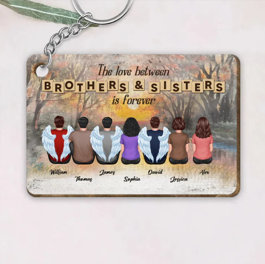 Personalized Brothers & Sisters Forever Keychian, Ornament, Poster or Canvas, Plaque, Wallet Card - Perfect Gift for Siblings, Memorial Keepsake