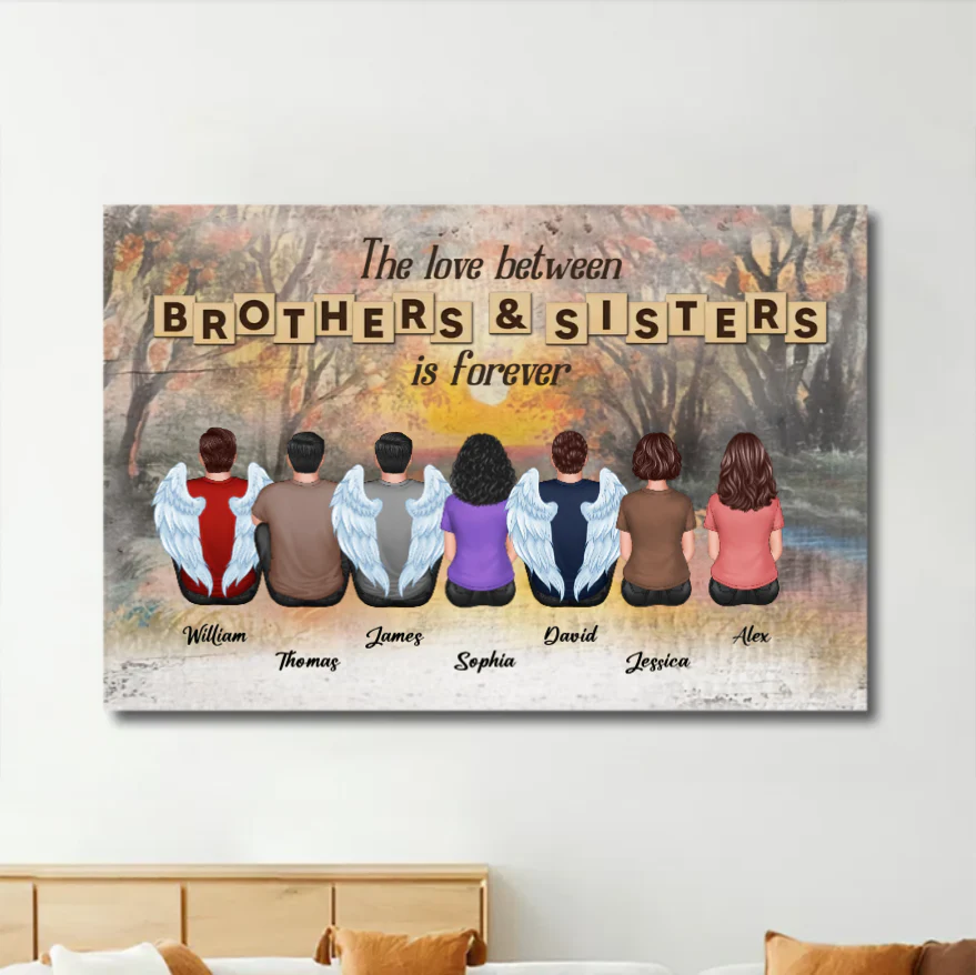 Personalized Brothers & Sisters Forever Keychian, Ornament, Poster or Canvas, Plaque, Wallet Card - Perfect Gift for Siblings, Memorial Keepsake - Image 3