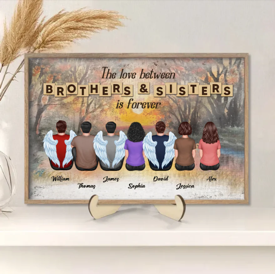 Personalized Brothers & Sisters Forever Keychian, Ornament, Poster or Canvas, Plaque, Wallet Card - Perfect Gift for Siblings, Memorial Keepsake - Image 4