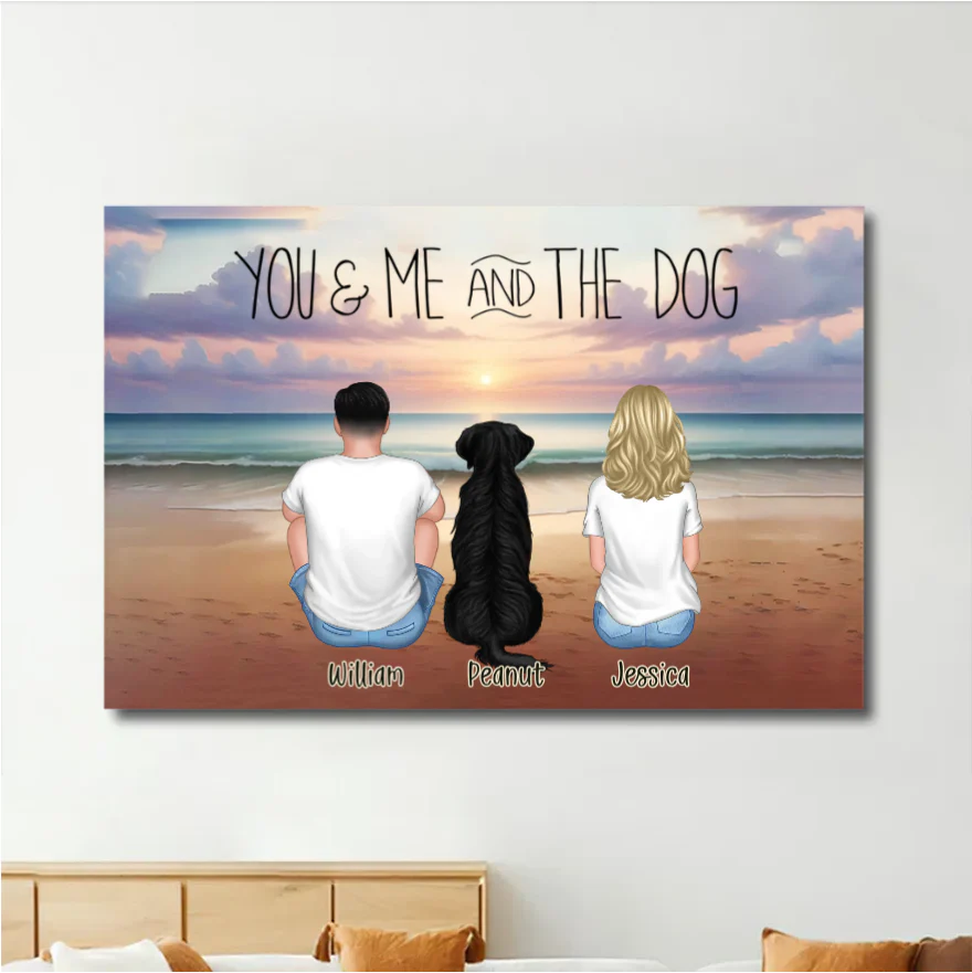 You Me And The Dogs Beach Outline Personalized Wallet Card or Poster or Canvas or Plaque or Pillow or Wallet or Cup - Image 2
