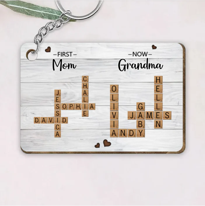 First Mom Now Grandma Crossword Puzzle Art Personalized Poster or Keychain or Ornament, Christmas Gift For Grandma, Gift For Mom - Image 2