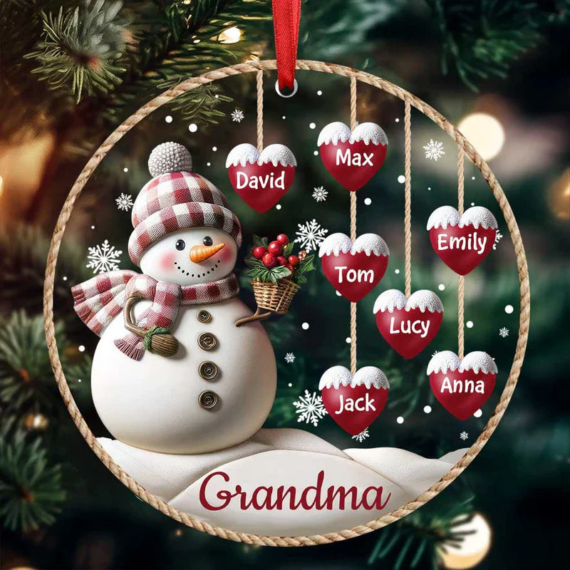 Happy Christmas Snowman with Sweet Heart Hanging - Personalized Ornament, Plaque, Sign, and Sticker - Perfect Gift - Image 8