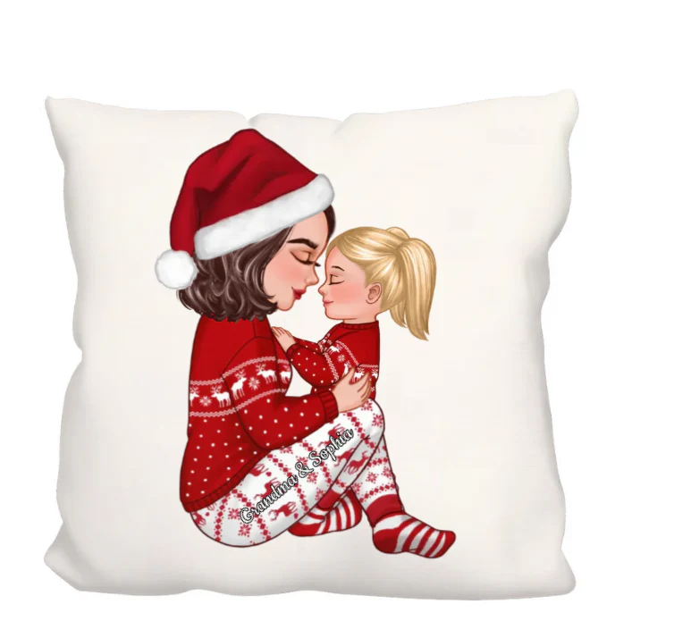 Christmas Tree Personalized Lantern Ornament - Grandma Mom Hugging Kissing Kids - Image 6