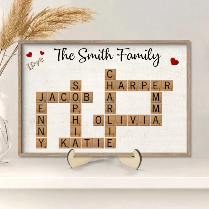 Personalized Family Crossword Poster, Plaque, or Ornament – Custom Family Names Gift for Home Décor and Special Occasions - Image 4