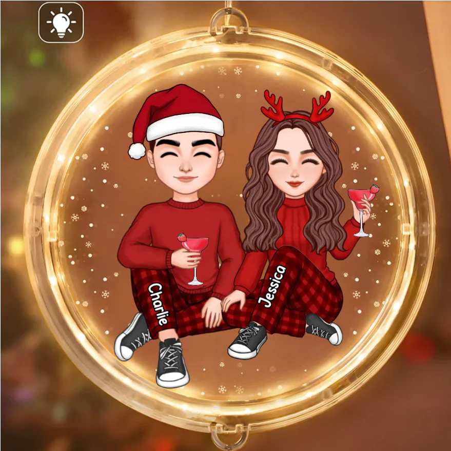 Cute Couple Christmas Gift For Him For Her Personalized Acrylic Ornament or Keychain or Plaque - Image 6